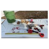 Ice fishing poles x 4 and supplies