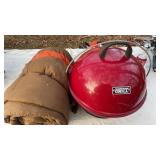 Backyard Grill and sleeping bag