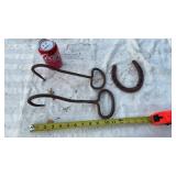 Vintage hay hooks and horse shoe