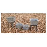 Old Galvanize wash tub 2 on stands.