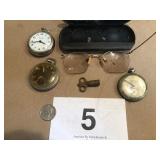 pocket Watches, 12KGF broken glasses, Brass Key