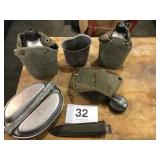 Military Lot of Canteens, Covers, Mess Kit