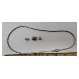 Pandora Necklace and 3 Charms