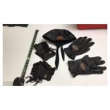 Harley Davidson Leather Gloves & SKull Cap