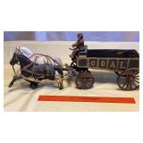 Vintage Cast Iron Coal wagon and Horses