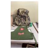 Camo Hiking Backpack, Cane, Cooking Apron