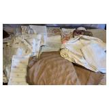 Full size sheets, bed skirt, pillow cases