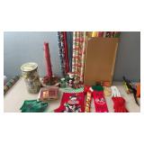 Christmas Decorations, Wrapping Paper, Gloves etc