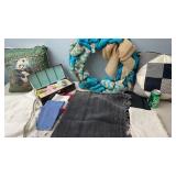 Burlap Wreath Rug, Pillows , Floral Cards