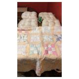 4 Chair Cushions, Vintage Old Quilt