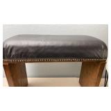 Wooden Bench, Rod Iron Chair w Cushion