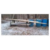 Steel pipe rack frame with plastic pipe.