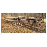 2 sets of saw horses and lumber