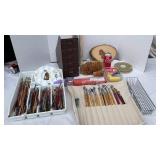 Lot of paint brushes, sponge, mail manikin,