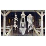 Vintage shell hanging planters and wind chime