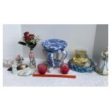 Candle holders, figurines, ceramic plant stand