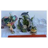 Figurines-elephants and dolphins