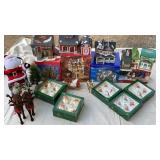 Christmas lot-villages, ornaments, sleigh and