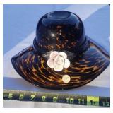 Block Candy Dish Crystal Art Glass Hat with