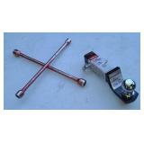 Trailer hitch with 2" ball lug wrench.