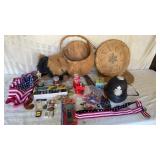 Magnifying glass, games ( jacks, dominoes, cards)