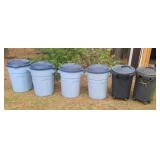 6 trash cans
