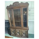 Modern Mid-Century Lighted China Hutch with Glass