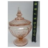 Vintage Pink Depression Glass Footed Candy Dish