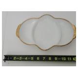 Fire King Oven Ware Gold Trimmed Divider Platter