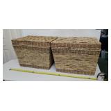 2 Storage Baskets With Hinged Lids