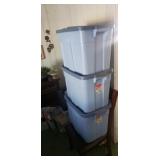 3 18gal. Rubbermaid Storage Totes