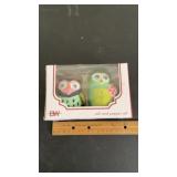 Boston Warehouse S&P owl shakers, new in box