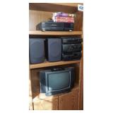 Sharp cd Player, Sanyo VHS Player, Magnavox T.V.