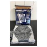 New in box rechargeable fan w / built in
