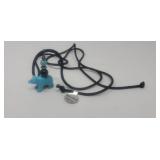 Sterling Silver & Carved Turquoise Bear Necklace