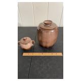 Frankoma pottery, cookie jar and bowl with lid,