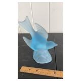Mid Century L E Smith frosted glass bird figurine
