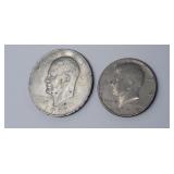 1971-D Ike Dollar, 1974-D Kennedy Half Dollar