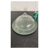 Glass cheese dome w marble platter
