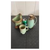 Frankoma Vase, Pitcher , Cup , chips see pics