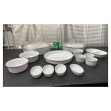 Corning ware casserole w lids, quiche dish,