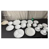 Large lot white Cornell dishes