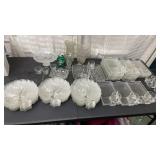 2 totes of Clear cut glass , sandwich plates w