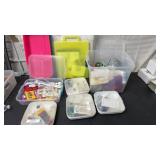 Multiple tote w sewing supplies, yarn etc