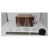 Glass Beakers with Wooden Box