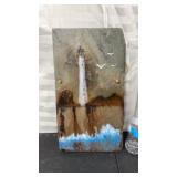 Lighthouse painting on slate