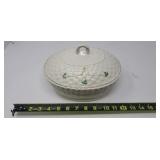 Belleek Pottery Shamrock Oval Covered Dish