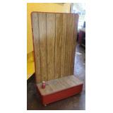 Old steel shelving floor display