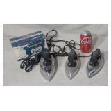 Old store stock clothes irons.