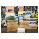 Empty model train boxes.